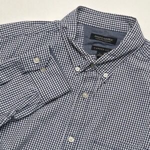 Banana Republic Men's Camden Fit Gingham Button Down Shirt Size L Blue Cotton